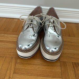 Silver Platform Oxford Shoes